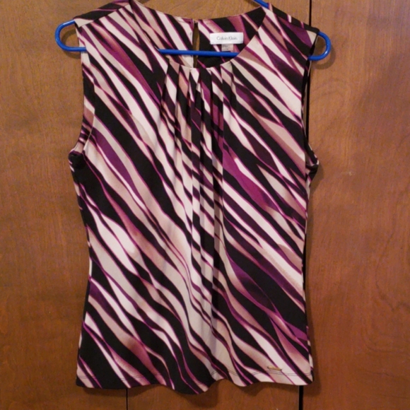 Calvin Klein Tops - Calvin Klein Striped Sleeveless Blouse EUC, Size M